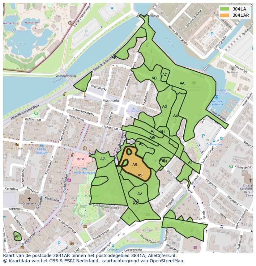 Afbeelding van het postcodegebied 3841 AR op de kaart.