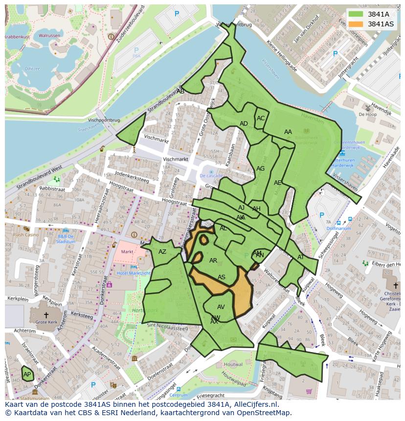 Afbeelding van het postcodegebied 3841 AS op de kaart.