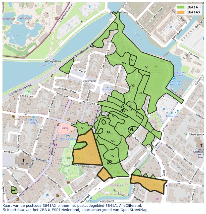 Afbeelding van het postcodegebied 3841 AX op de kaart.