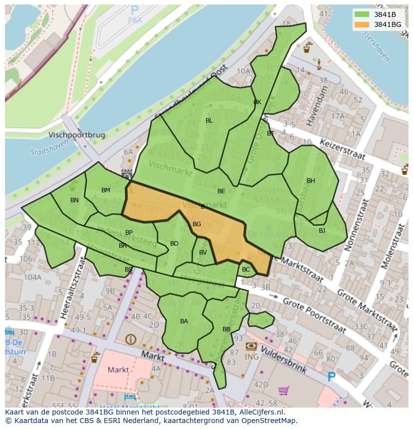 Afbeelding van het postcodegebied 3841 BG op de kaart.