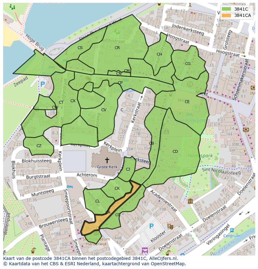 Afbeelding van het postcodegebied 3841 CA op de kaart.