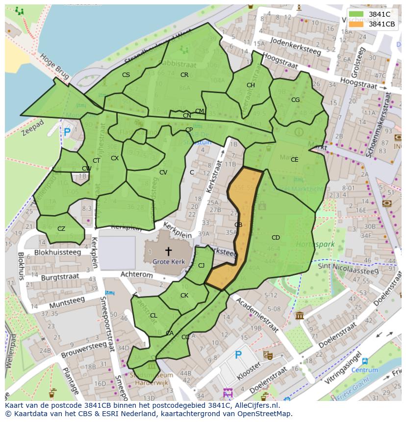 Afbeelding van het postcodegebied 3841 CB op de kaart.