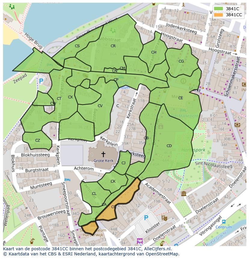 Afbeelding van het postcodegebied 3841 CC op de kaart.
