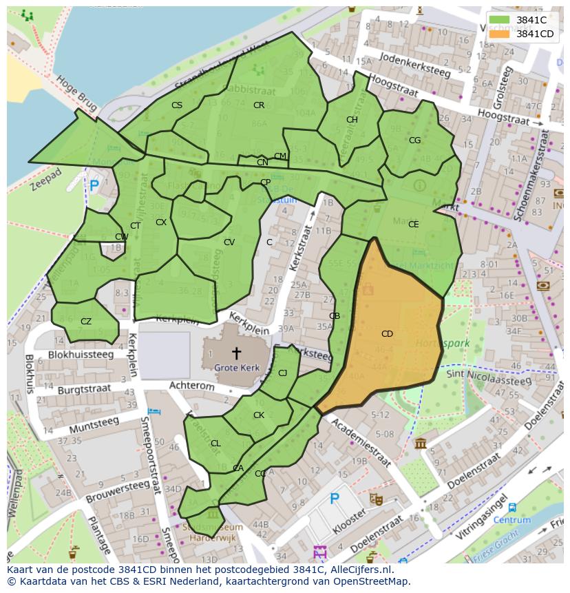 Afbeelding van het postcodegebied 3841 CD op de kaart.
