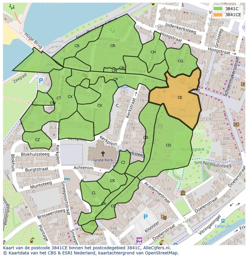 Afbeelding van het postcodegebied 3841 CE op de kaart.