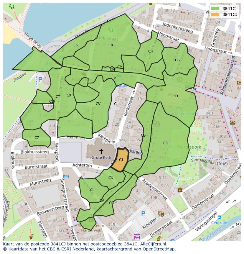 Afbeelding van het postcodegebied 3841 CJ op de kaart.