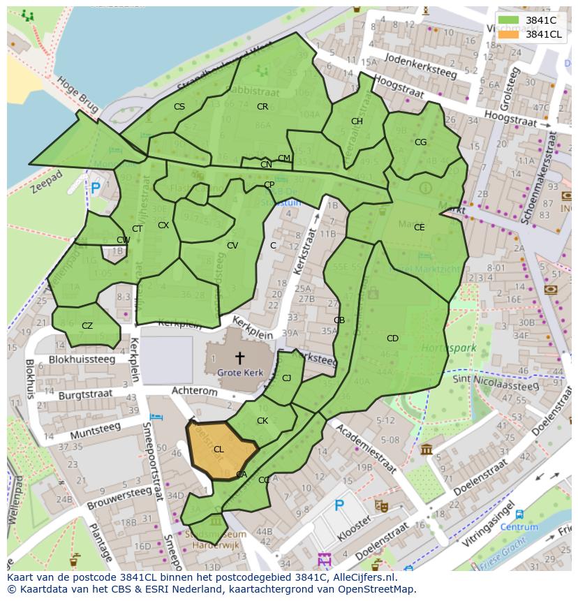 Afbeelding van het postcodegebied 3841 CL op de kaart.