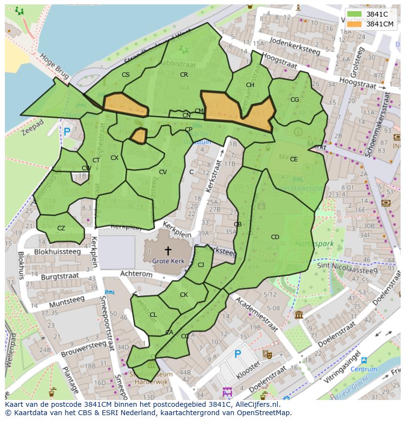 Afbeelding van het postcodegebied 3841 CM op de kaart.
