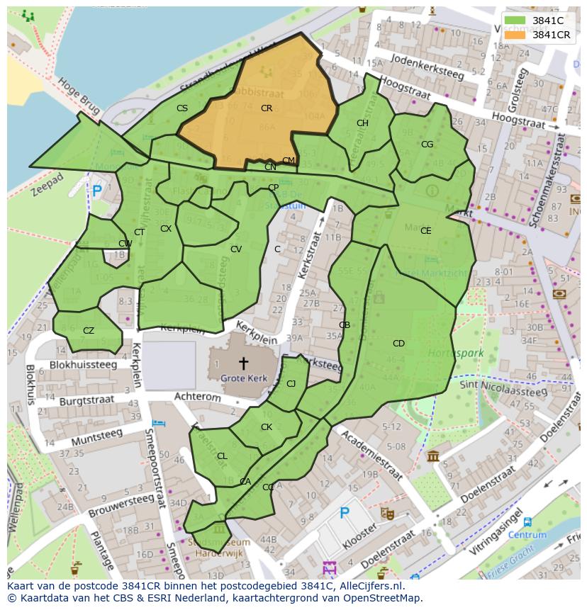Afbeelding van het postcodegebied 3841 CR op de kaart.