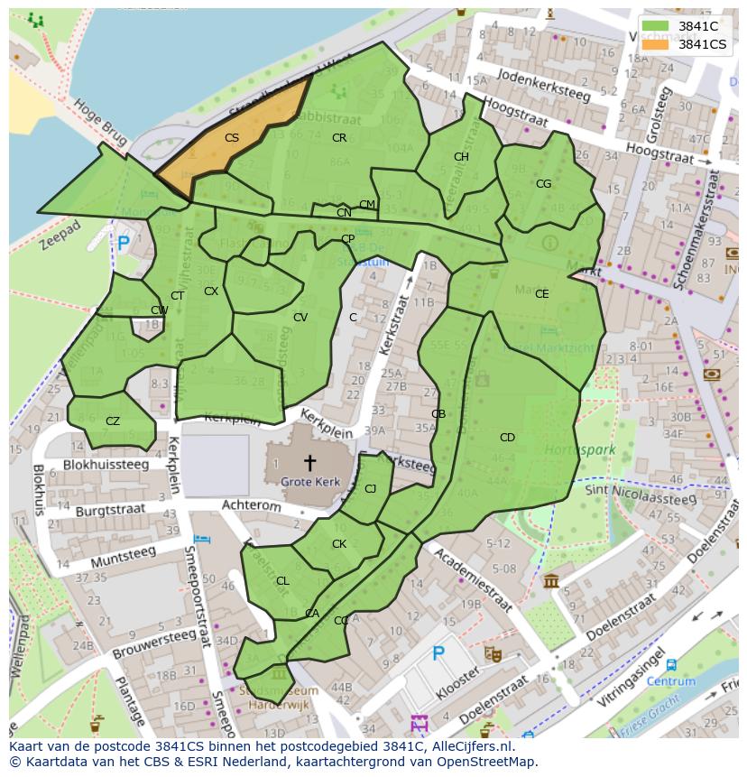 Afbeelding van het postcodegebied 3841 CS op de kaart.