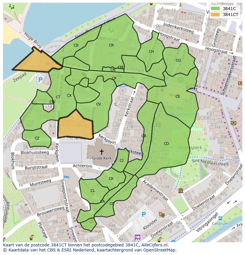 Afbeelding van het postcodegebied 3841 CT op de kaart.