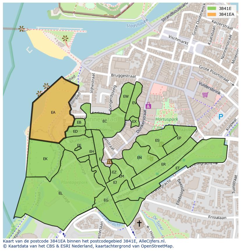 Afbeelding van het postcodegebied 3841 EA op de kaart.