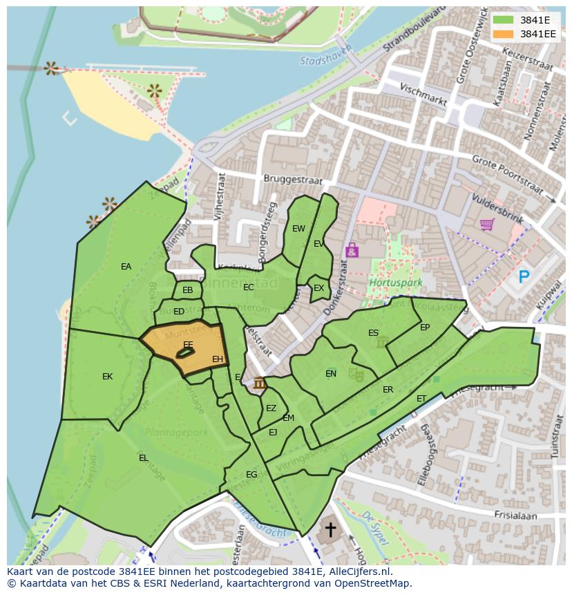 Afbeelding van het postcodegebied 3841 EE op de kaart.