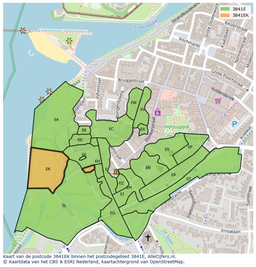 Afbeelding van het postcodegebied 3841 EK op de kaart.