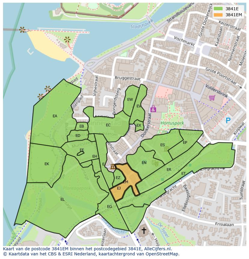 Afbeelding van het postcodegebied 3841 EM op de kaart.
