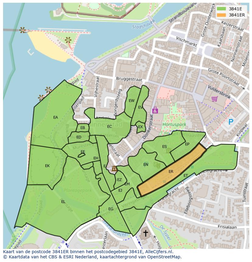 Afbeelding van het postcodegebied 3841 ER op de kaart.