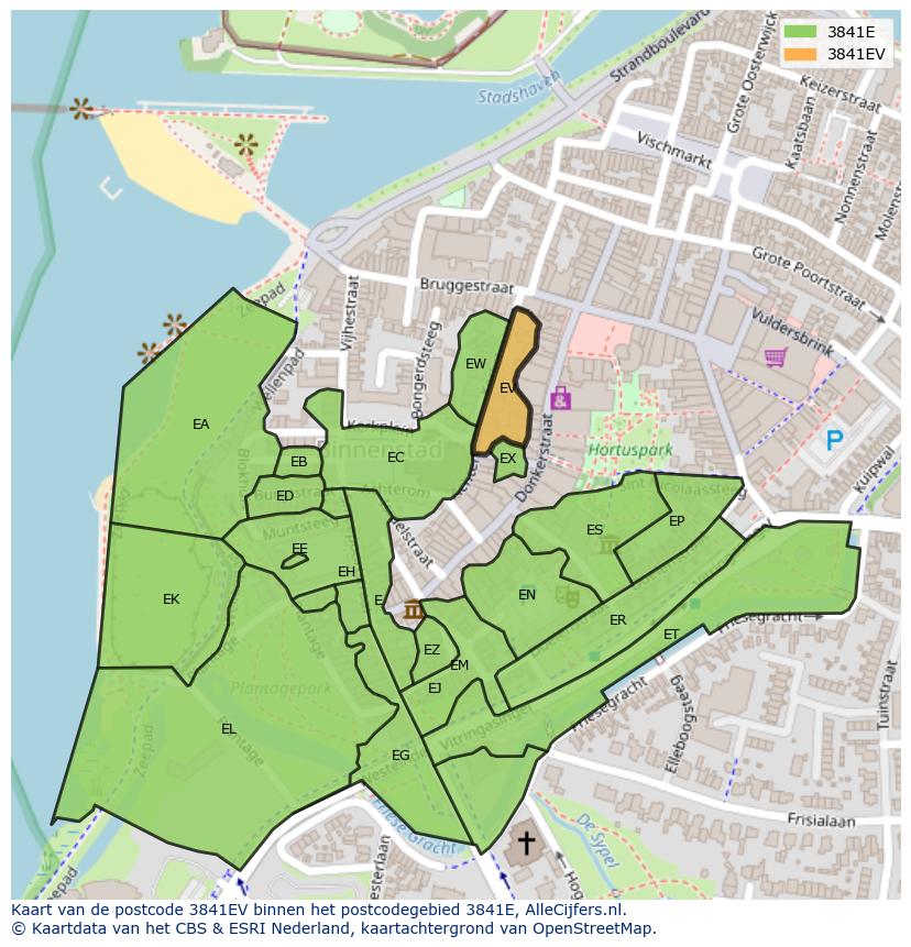 Afbeelding van het postcodegebied 3841 EV op de kaart.
