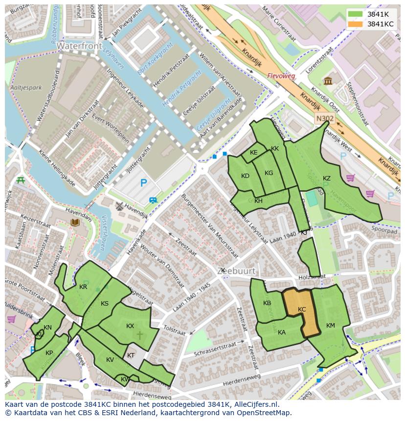 Afbeelding van het postcodegebied 3841 KC op de kaart.