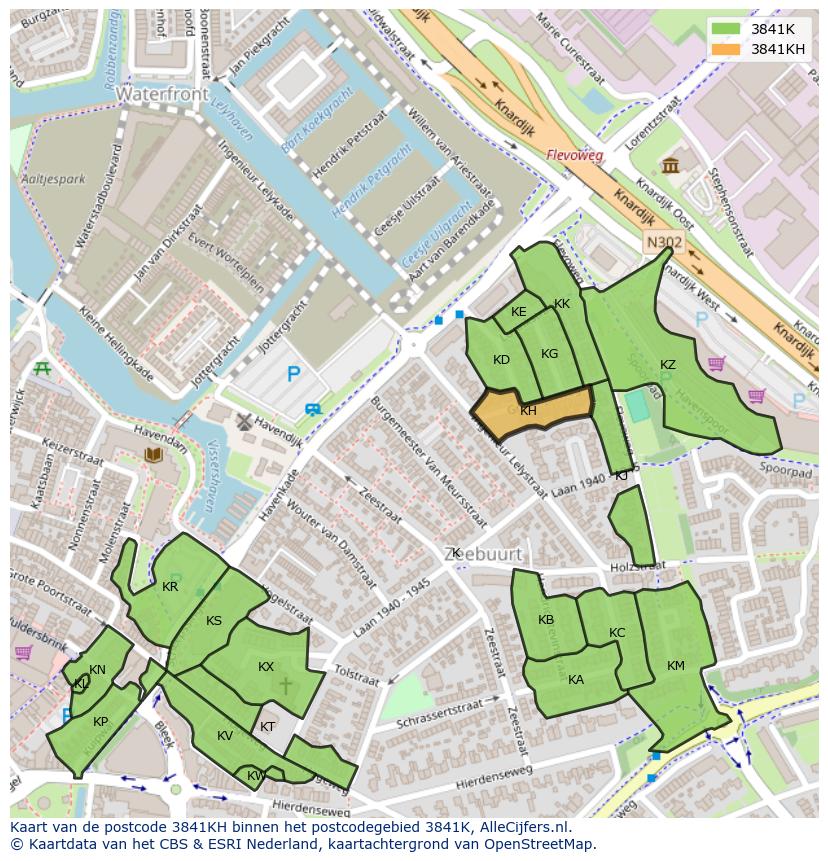 Afbeelding van het postcodegebied 3841 KH op de kaart.