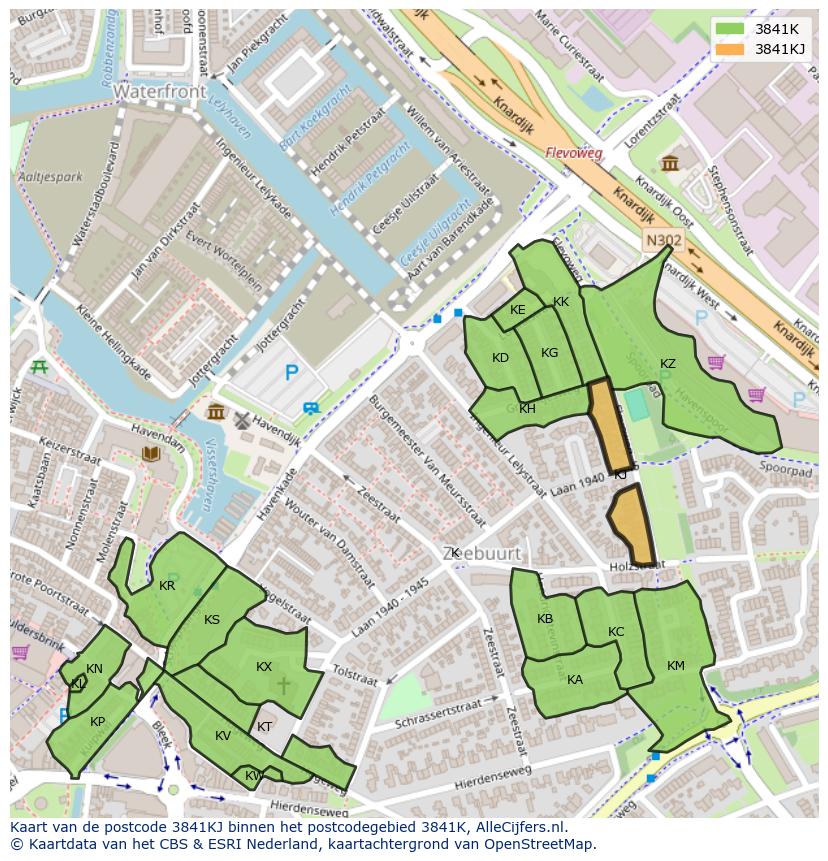 Afbeelding van het postcodegebied 3841 KJ op de kaart.