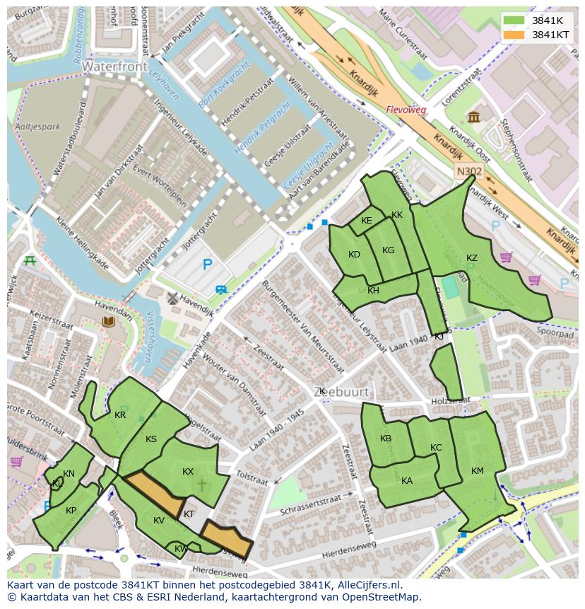Afbeelding van het postcodegebied 3841 KT op de kaart.