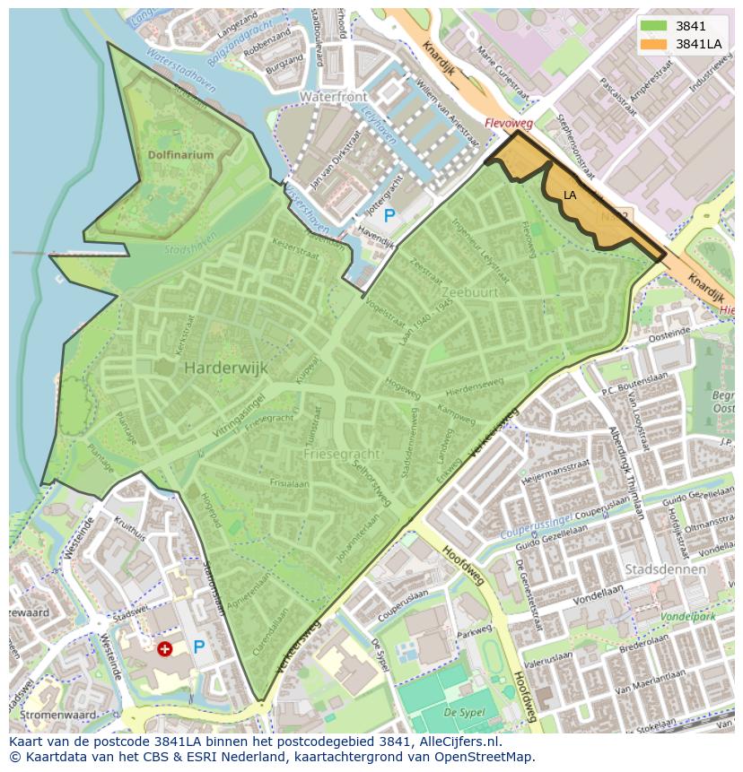 Afbeelding van het postcodegebied 3841 LA op de kaart.