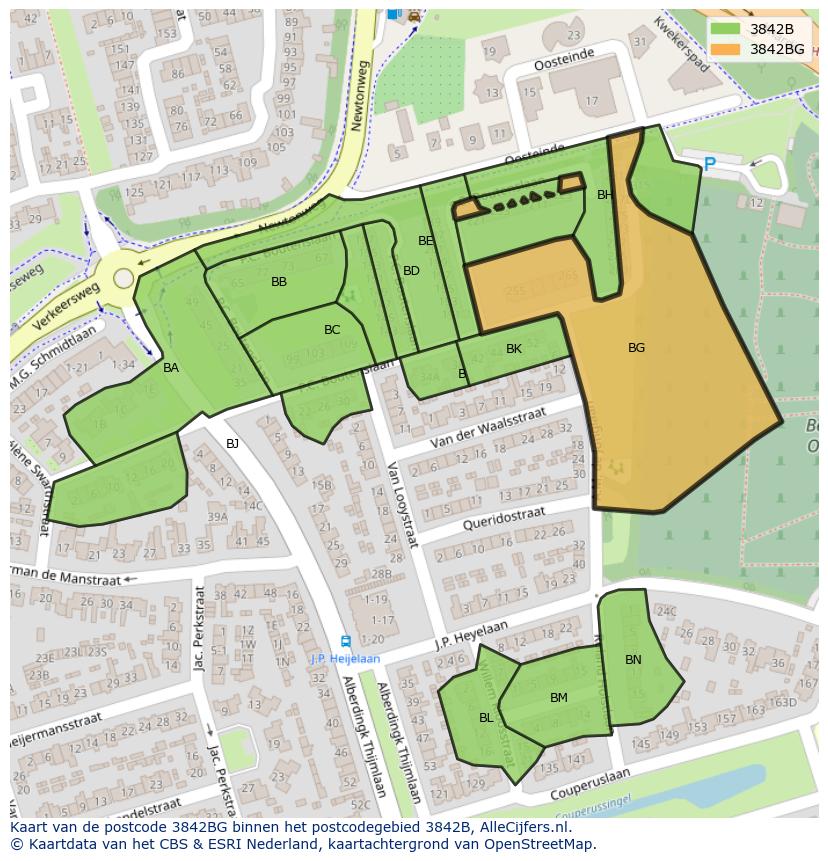 Afbeelding van het postcodegebied 3842 BG op de kaart.