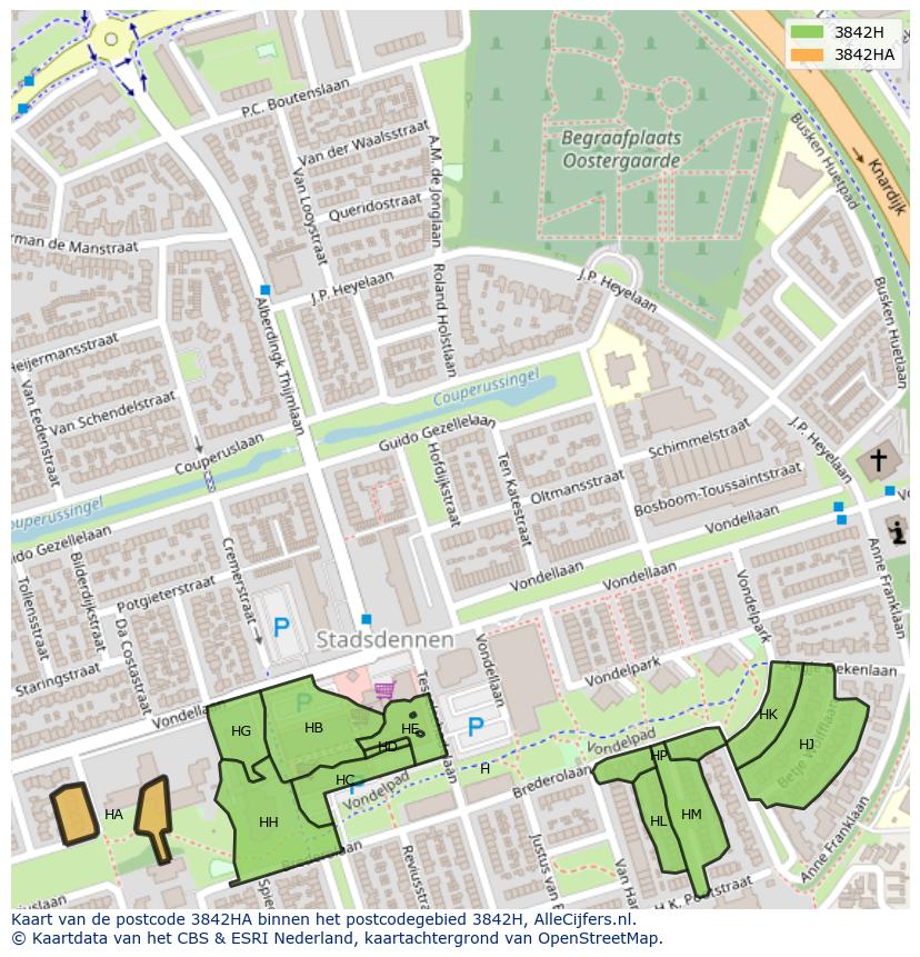 Afbeelding van het postcodegebied 3842 HA op de kaart.