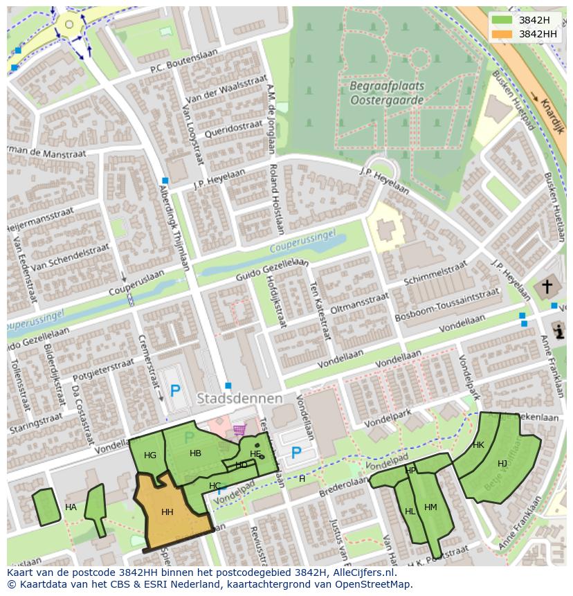 Afbeelding van het postcodegebied 3842 HH op de kaart.