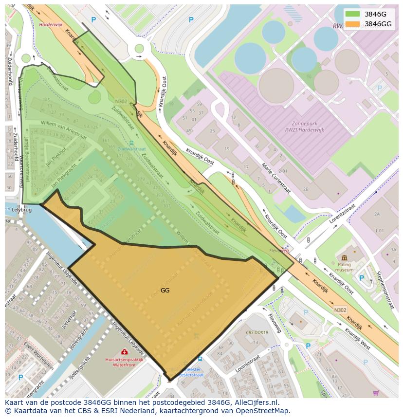 Afbeelding van het postcodegebied 3846 GG op de kaart.