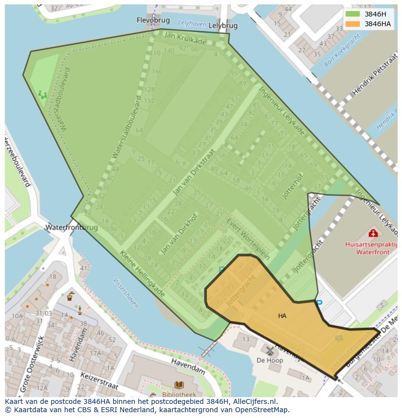 Afbeelding van het postcodegebied 3846 HA op de kaart.