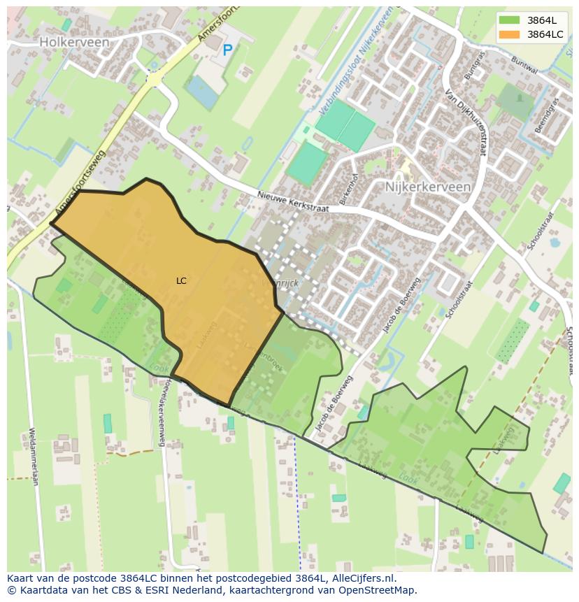 Afbeelding van het postcodegebied 3864 LC op de kaart.
