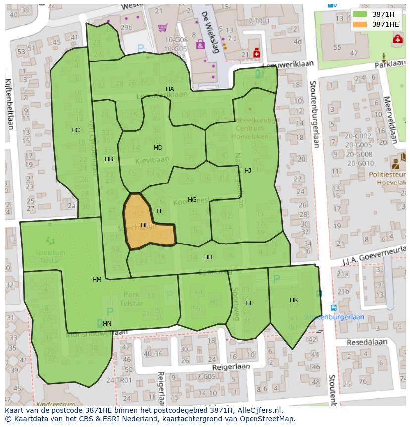 Afbeelding van het postcodegebied 3871 HE op de kaart.