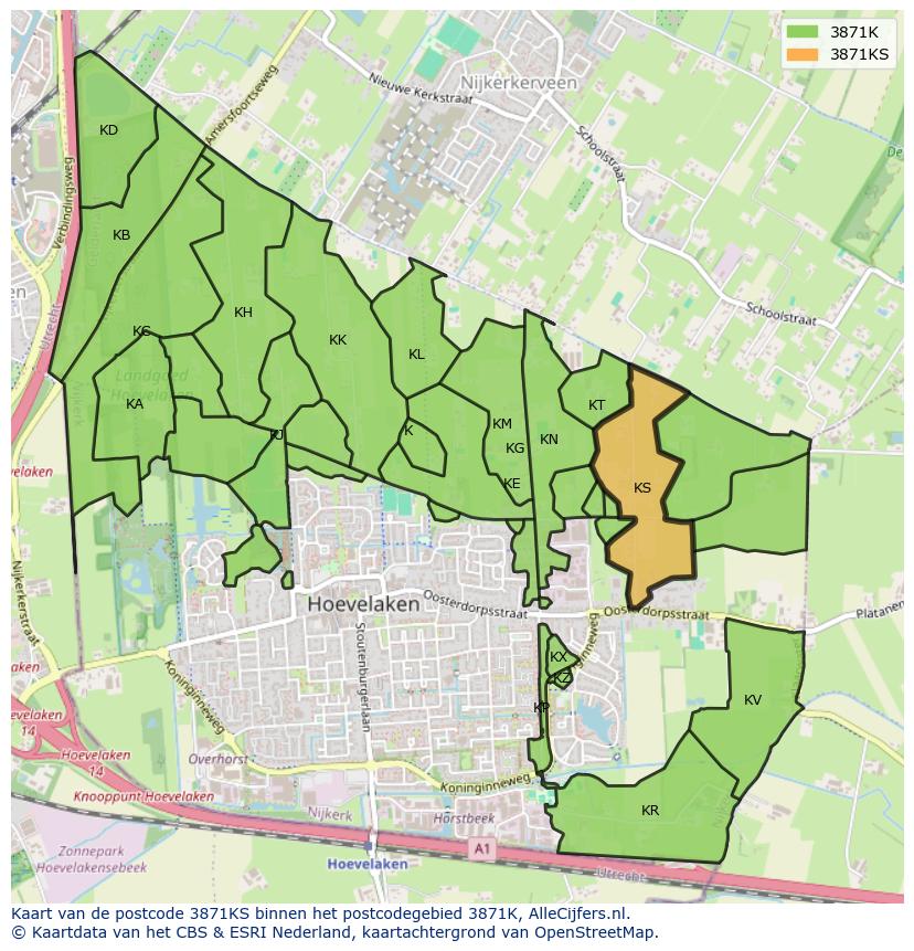 Afbeelding van het postcodegebied 3871 KS op de kaart.