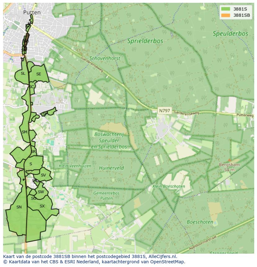Afbeelding van het postcodegebied 3881 SB op de kaart.