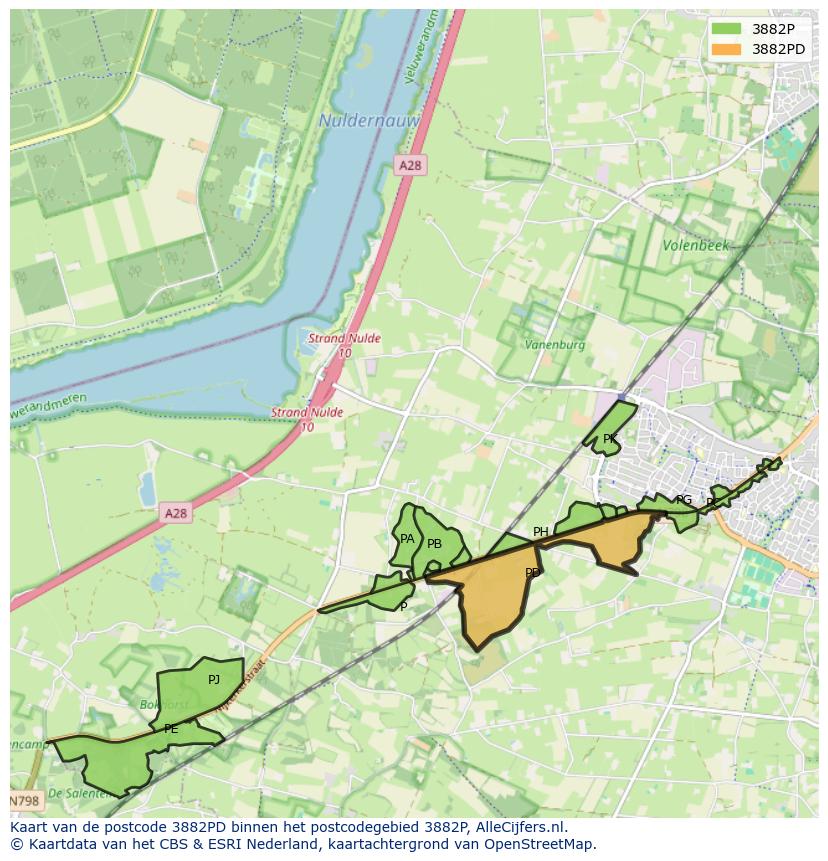 Afbeelding van het postcodegebied 3882 PD op de kaart.