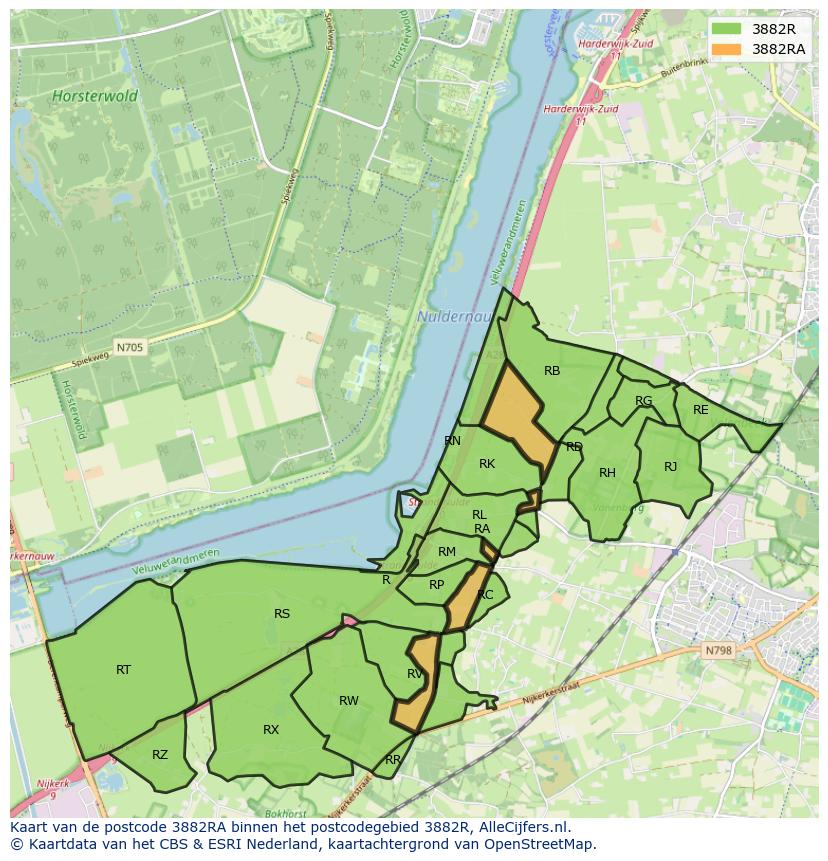 Afbeelding van het postcodegebied 3882 RA op de kaart.