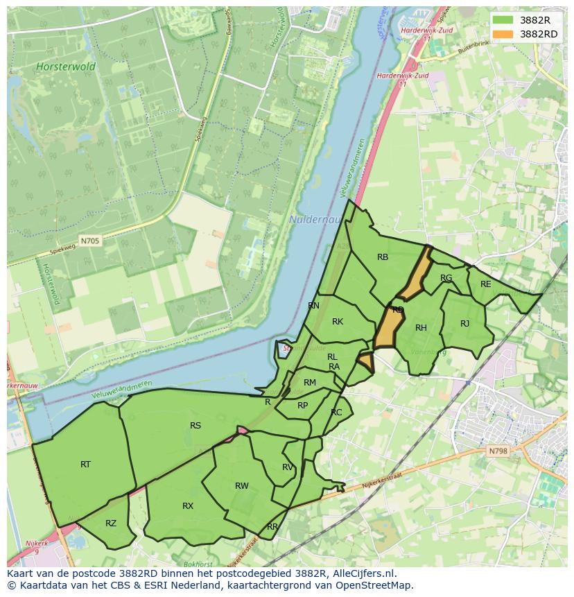 Afbeelding van het postcodegebied 3882 RD op de kaart.