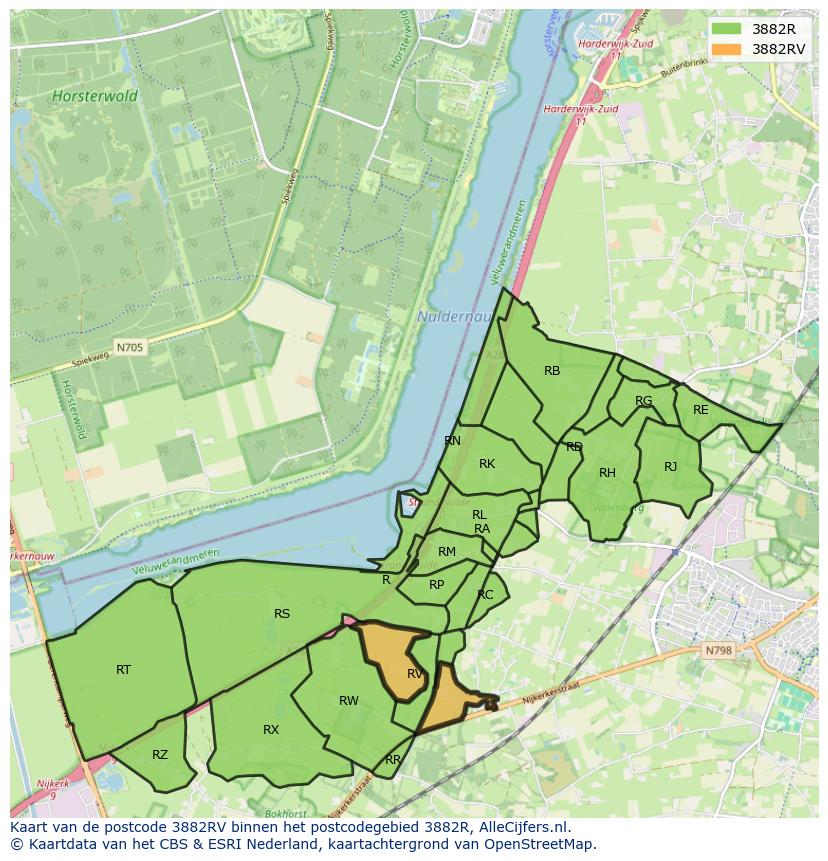 Afbeelding van het postcodegebied 3882 RV op de kaart.