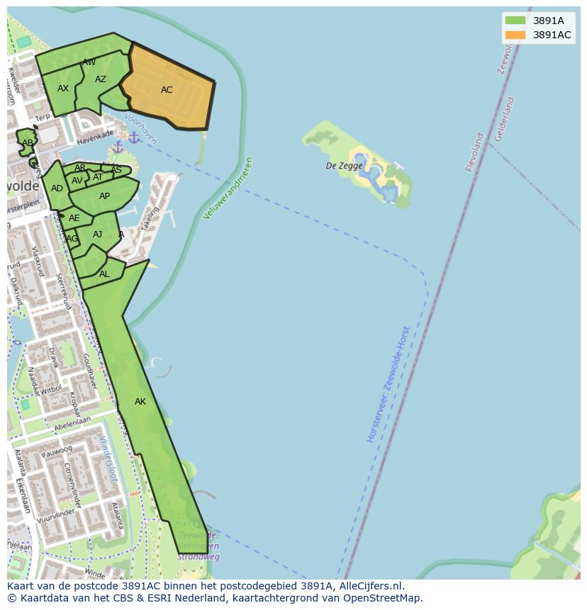 Afbeelding van het postcodegebied 3891 AC op de kaart.