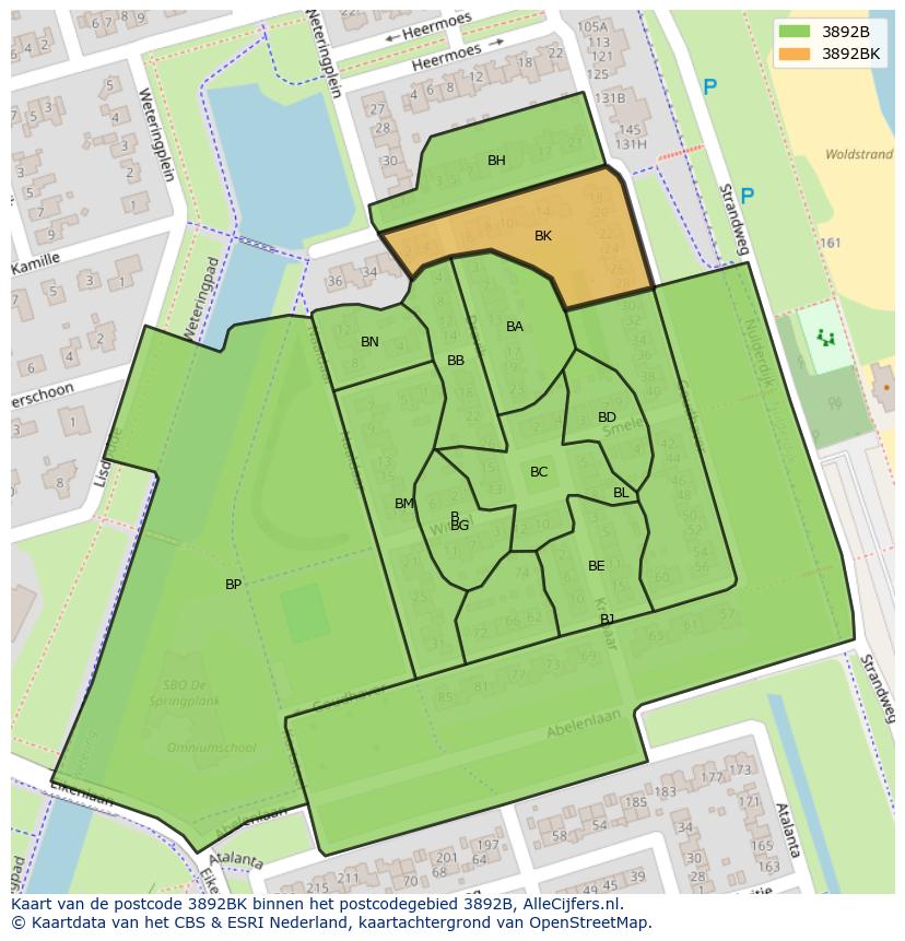 Afbeelding van het postcodegebied 3892 BK op de kaart.