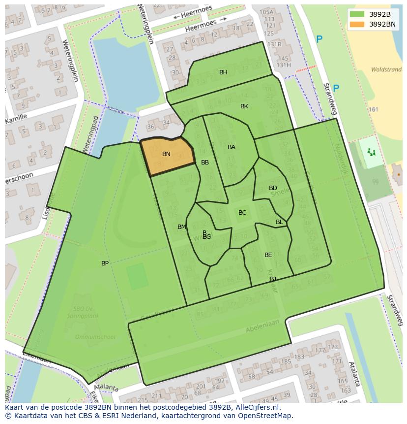 Afbeelding van het postcodegebied 3892 BN op de kaart.
