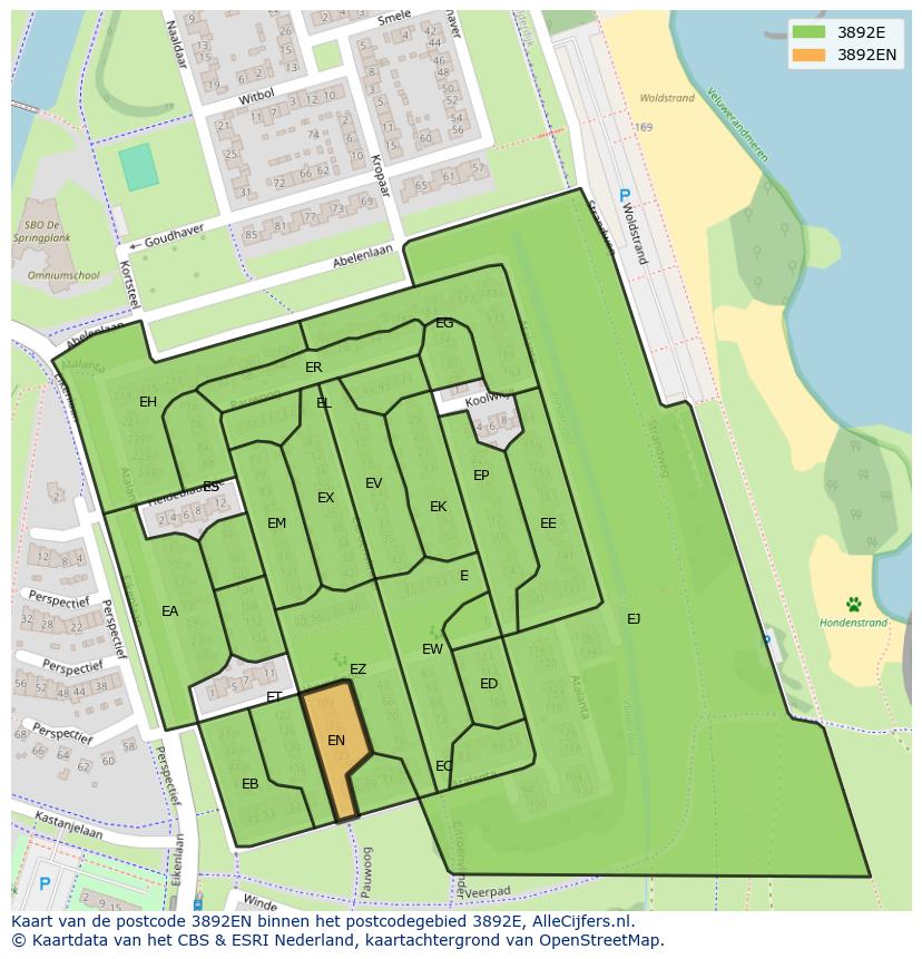 Afbeelding van het postcodegebied 3892 EN op de kaart.