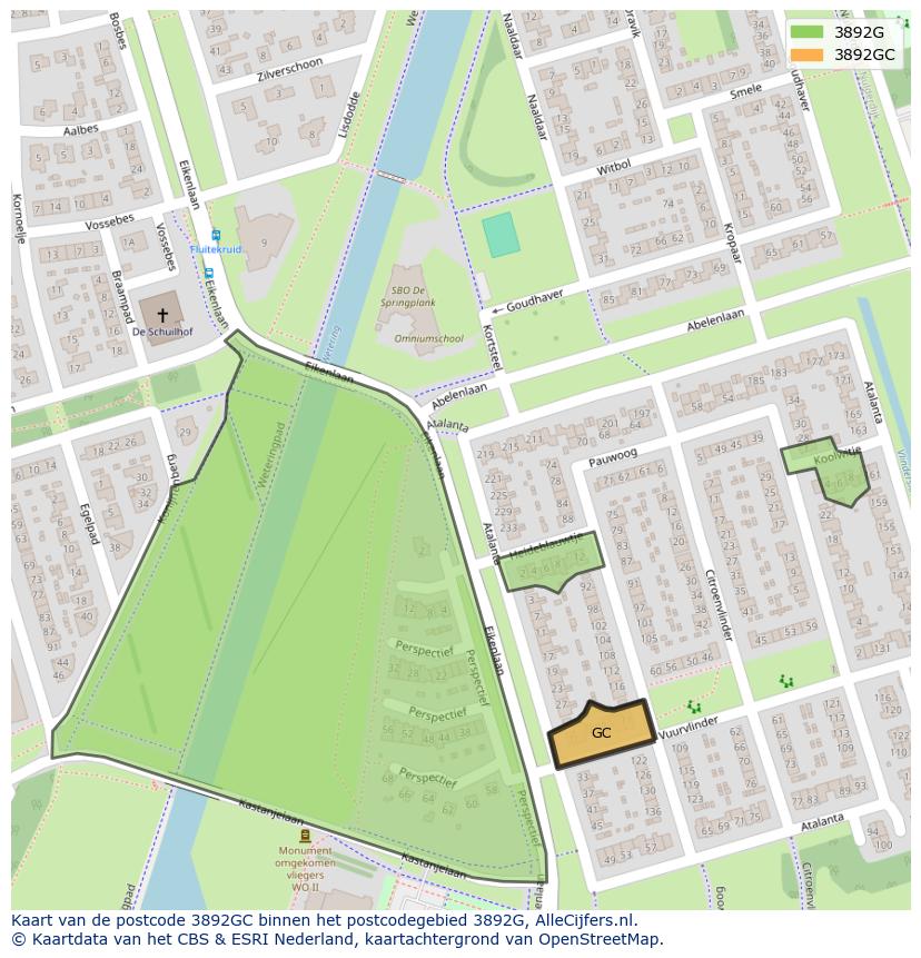 Afbeelding van het postcodegebied 3892 GC op de kaart.