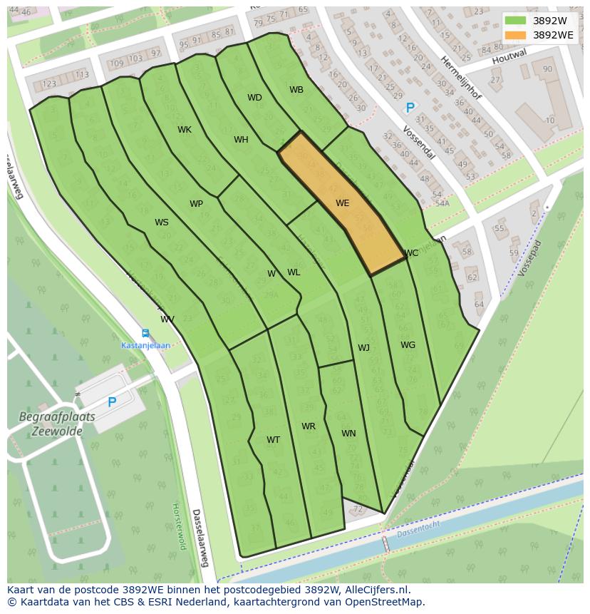 Afbeelding van het postcodegebied 3892 WE op de kaart.