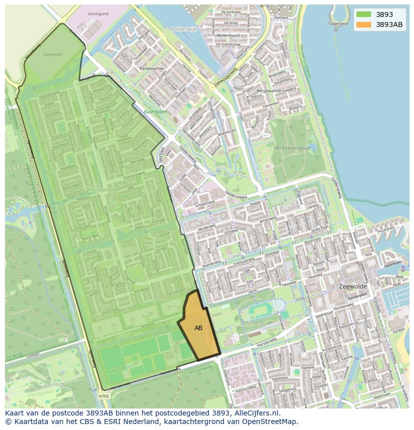 Afbeelding van het postcodegebied 3893 AB op de kaart.