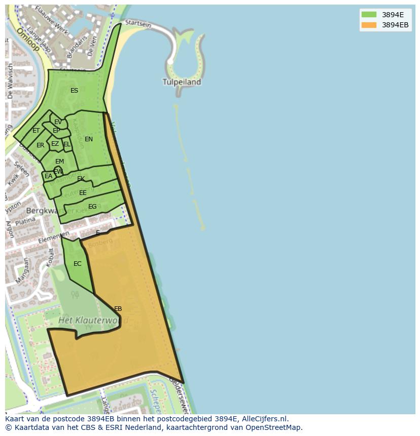 Afbeelding van het postcodegebied 3894 EB op de kaart.
