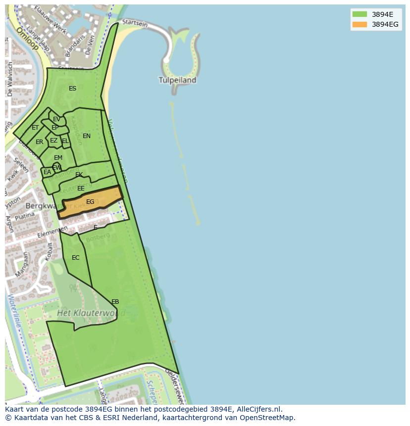 Afbeelding van het postcodegebied 3894 EG op de kaart.