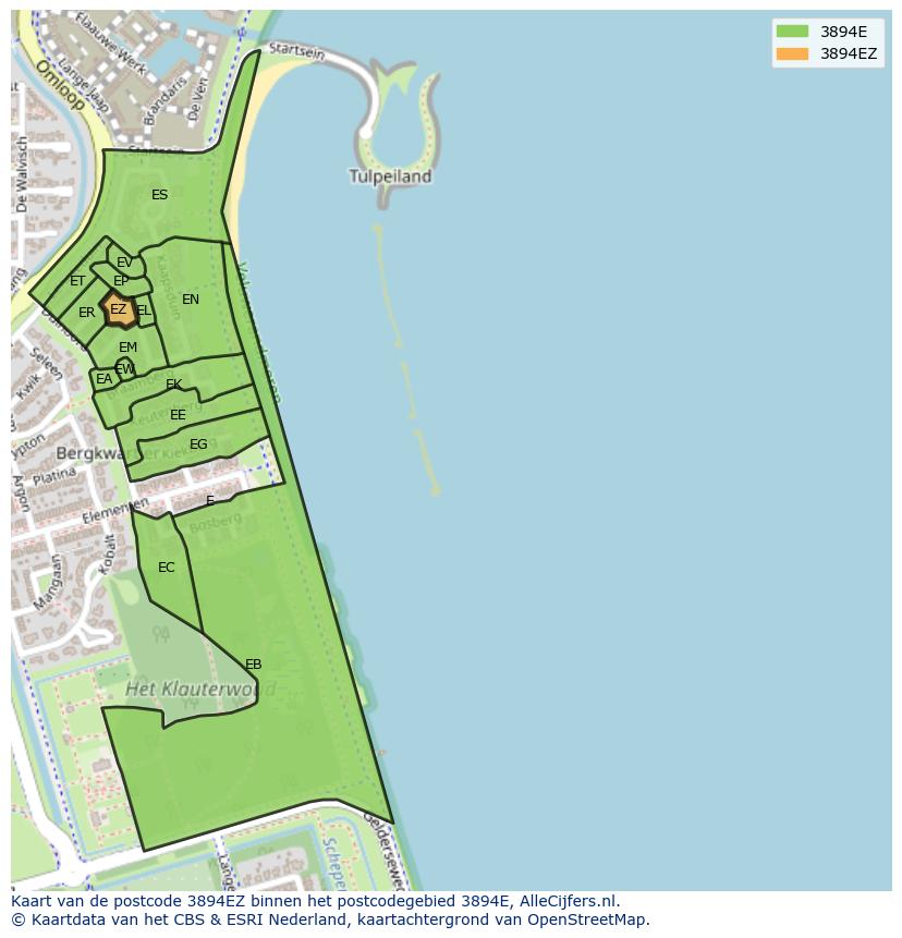 Afbeelding van het postcodegebied 3894 EZ op de kaart.