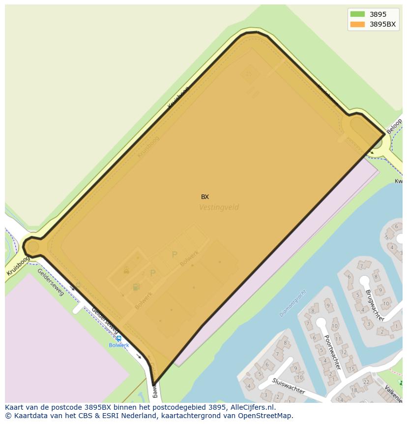 Afbeelding van het postcodegebied 3895 BX op de kaart.